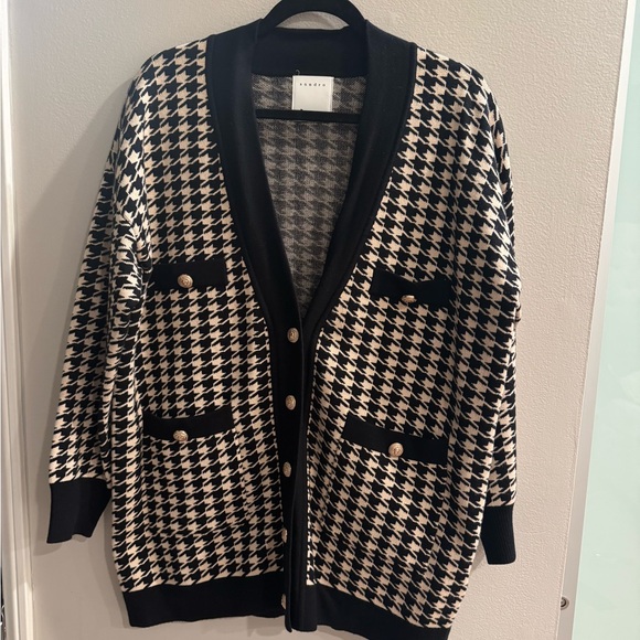 NWOT Sandro Dane Oversized Houndstooth Cardigan Sz 1 - Picture 2 of 9